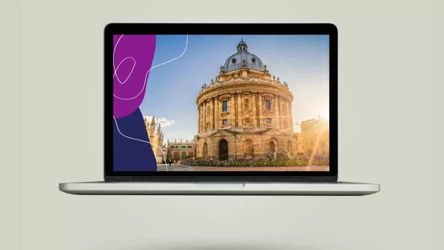 Online Open Day event banner showing a laptop screen with a university building.