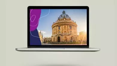 Online Open Day event banner showing a laptop screen with a university building.