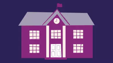 Cartoon of a school building