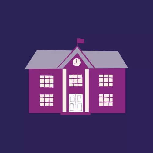 Cartoon of a school building