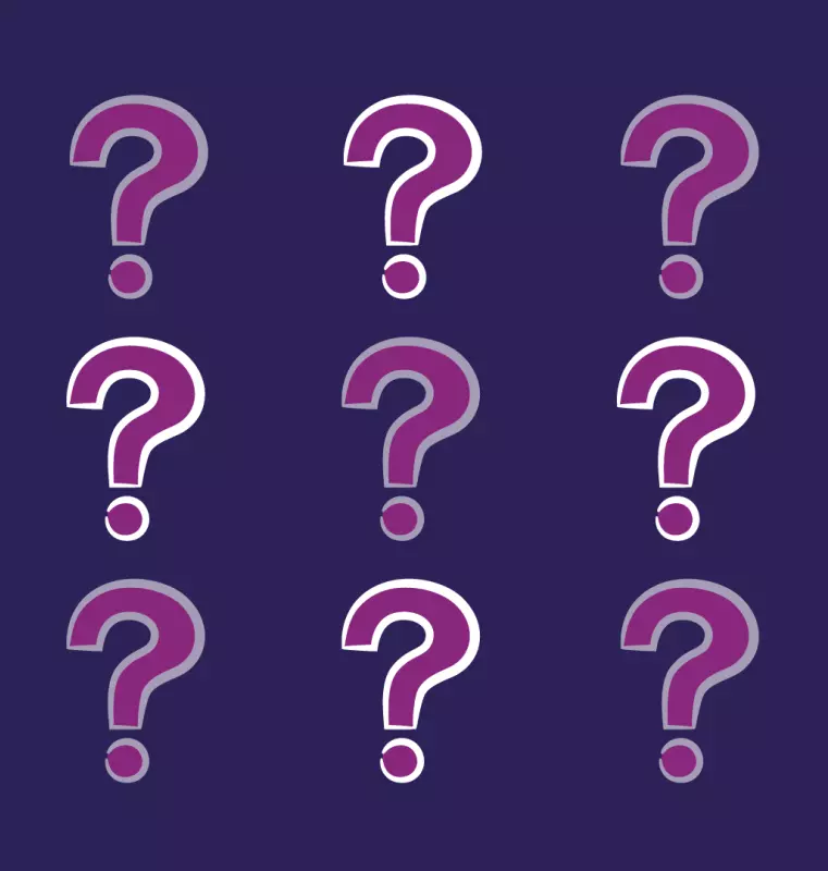 9 questions marks in a square with alternating colours